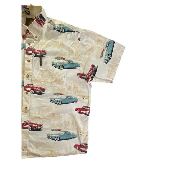 North River Outfitters Button Down Shirt Men's XL Classic Cars Beige Red Blue - Picture 8 of 10